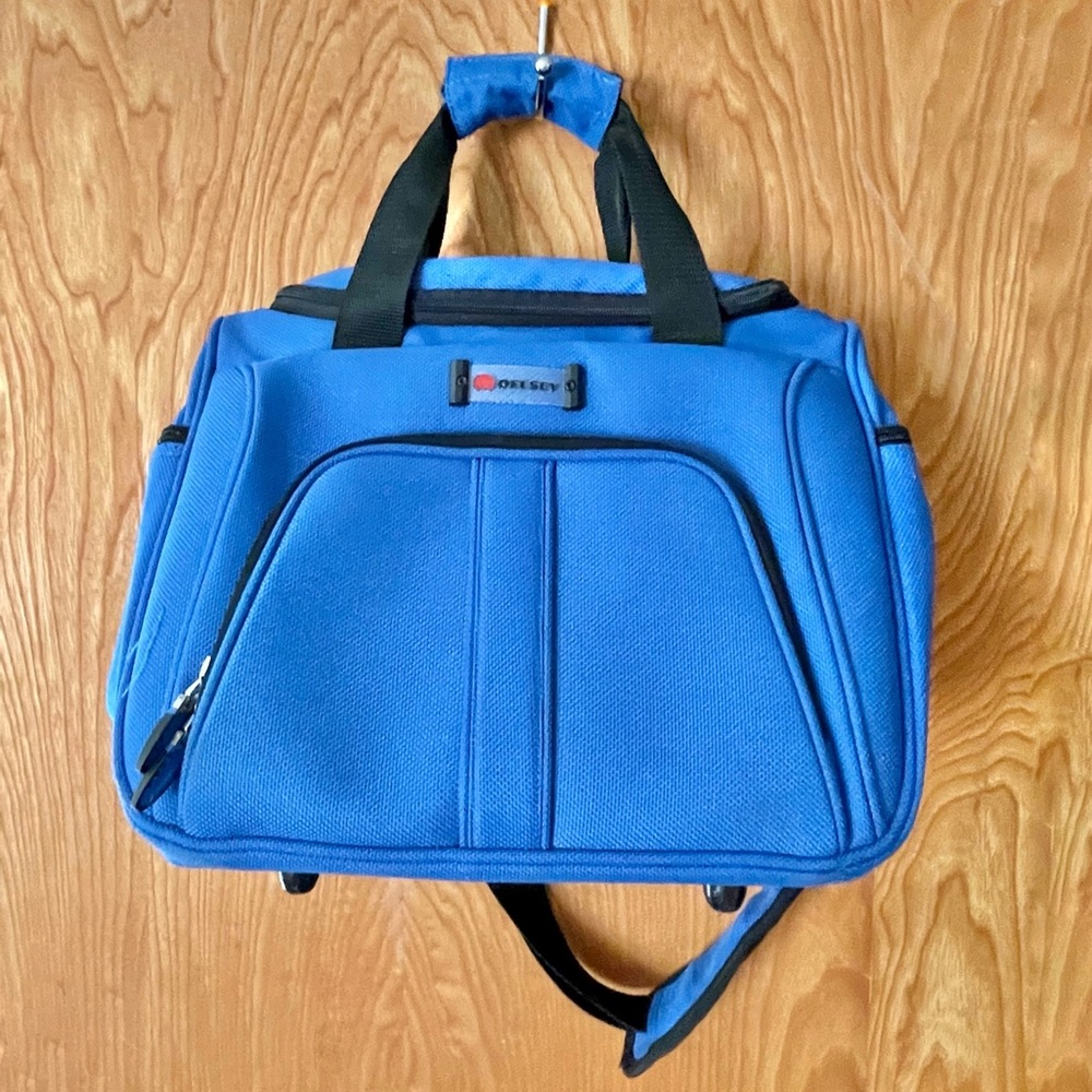 Delsey Paris soft sided carry-on bag, detachable shoulder strap, royal blue